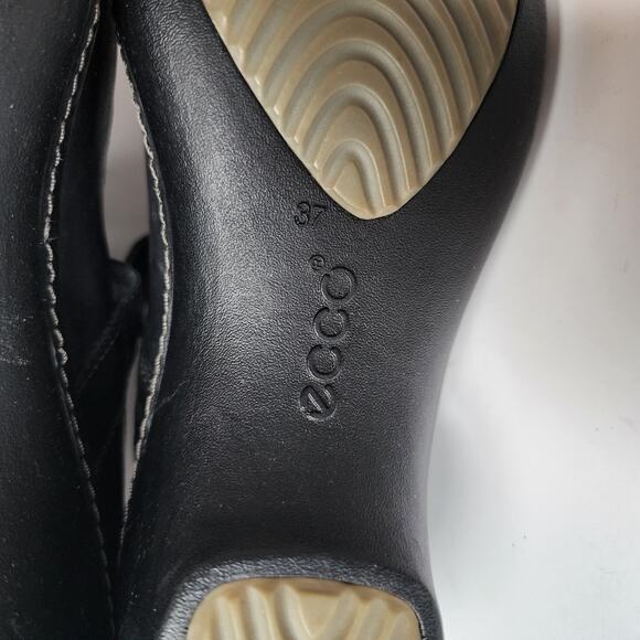 ECCO Shoes Womens Size 37 EU 6.5 US Clogs Mary Jane Wedge Black Leather Buckle - Picture 11 of 11